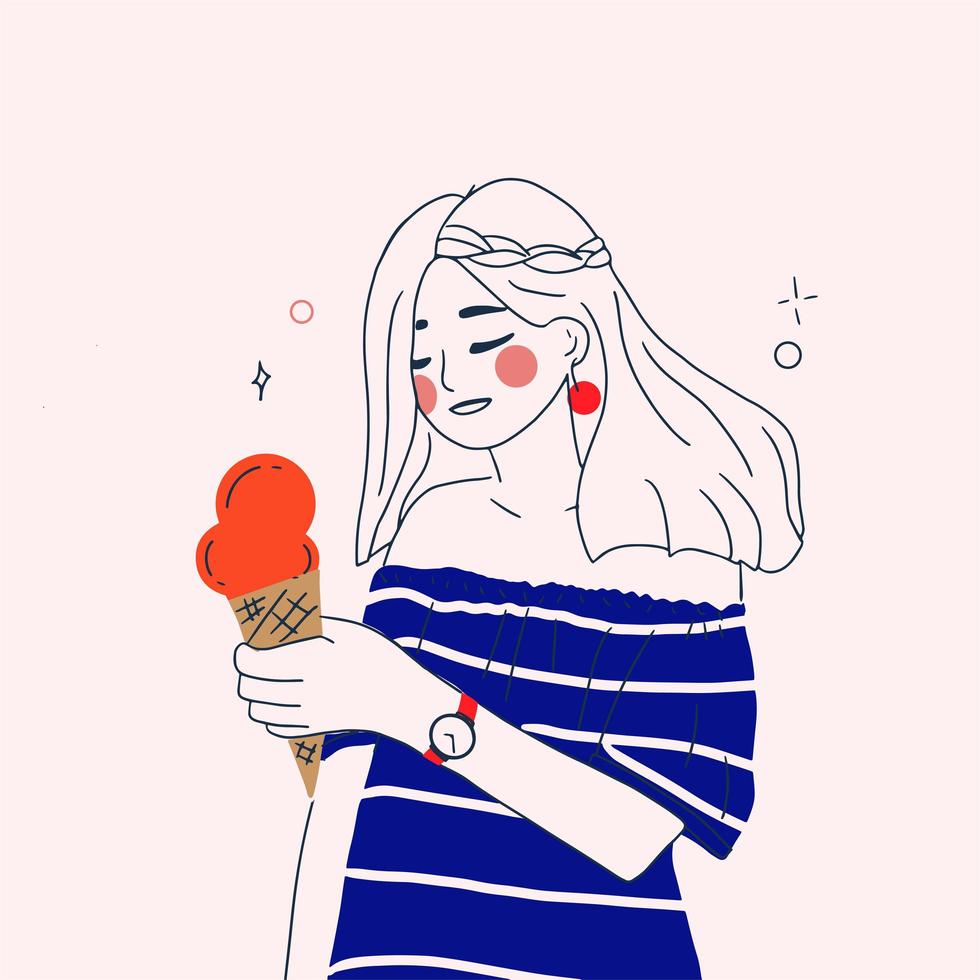 niña con helado vector