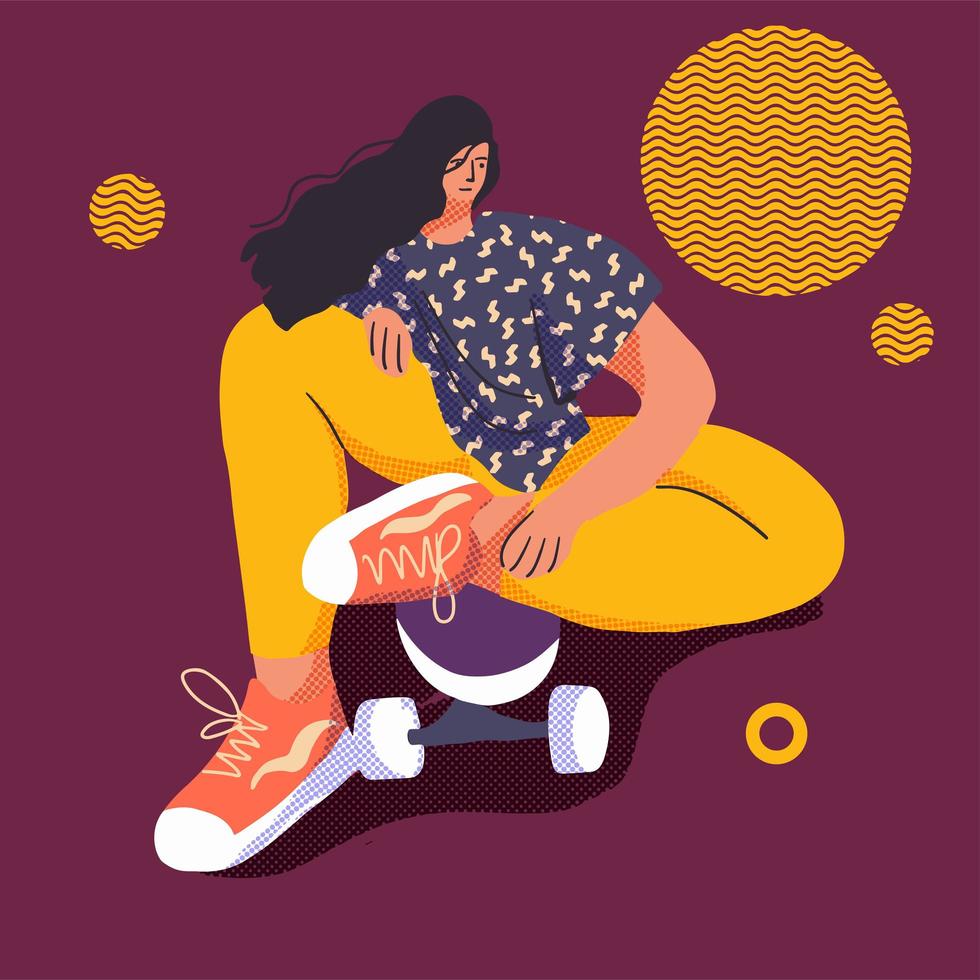 Stylish skater in jeans and sneakers 1444806 Vector Art at Vecteezy