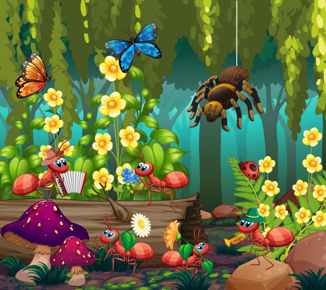 Insect in the fairy forest vector