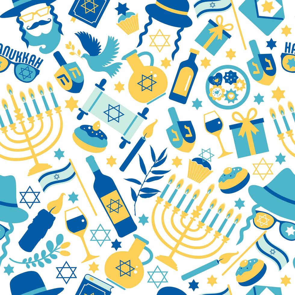 Jewish holiday Hanukkah seamless pattern vector