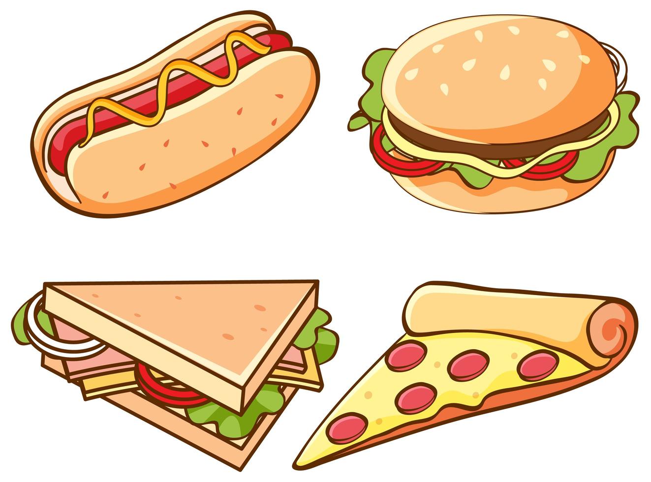 Isolated set of fast food vector