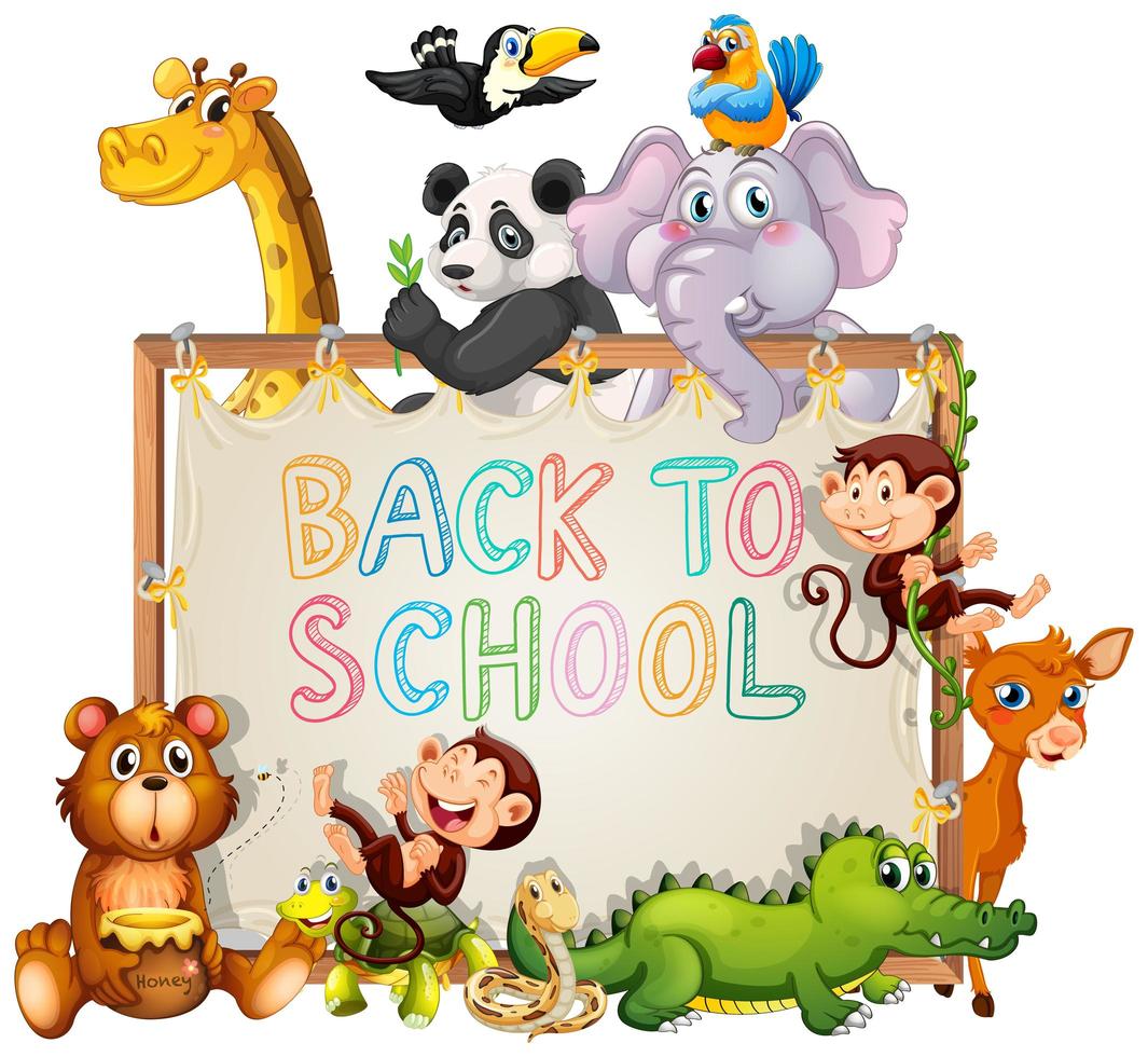 Back to school template with animals vector