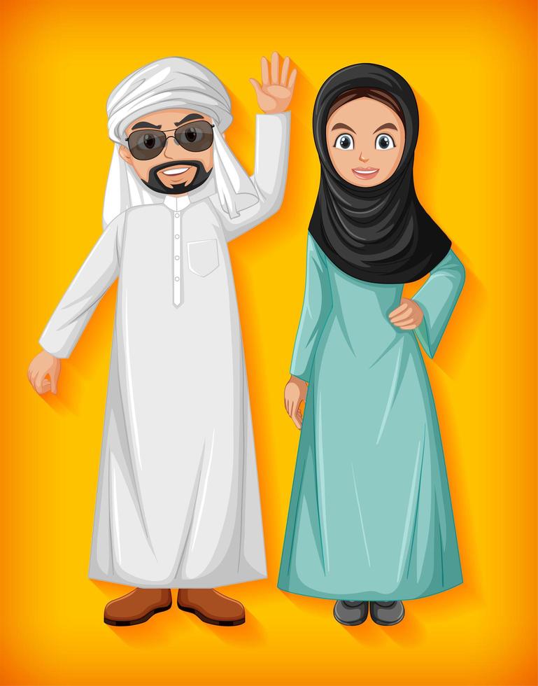 Arabic couple cartoon character vector