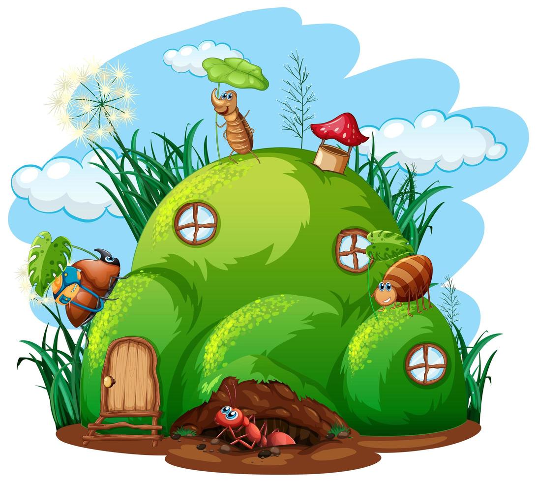 Gardening theme with insects in their home vector