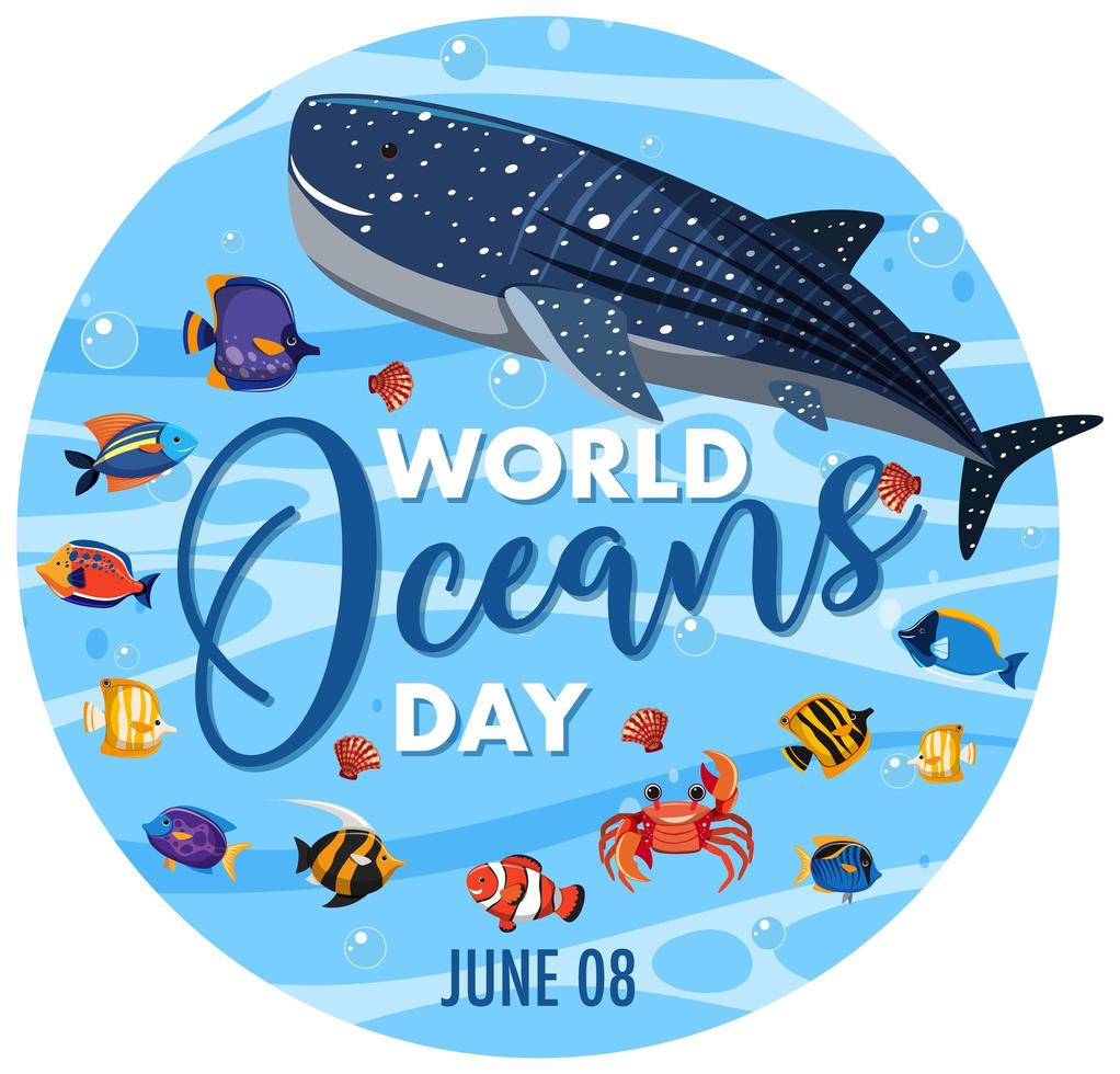 icono del día mundial de los océanos vector