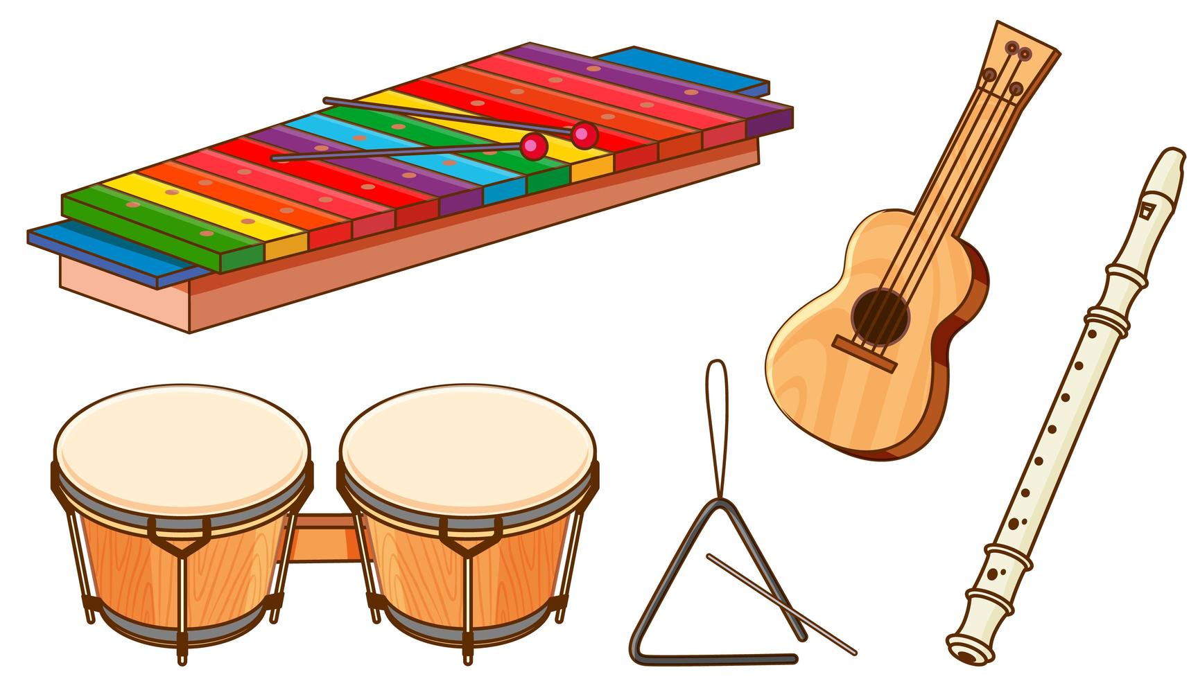 conjunto aislado de instrumentos sobre fondo blanco vector