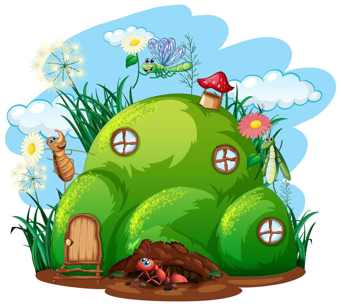 Gardening theme with insects in their home vector