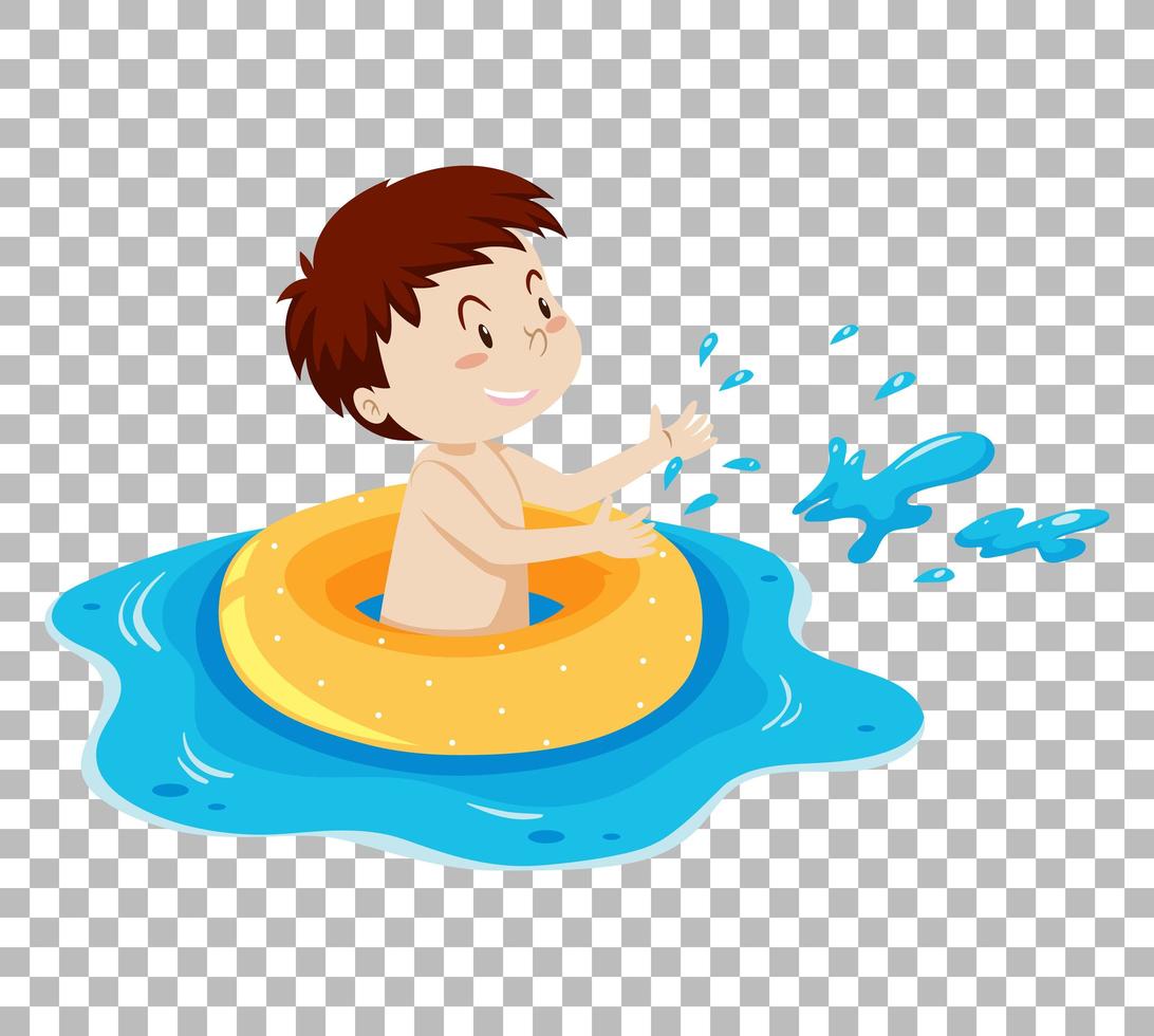 Cute boy in inflatable ring vector