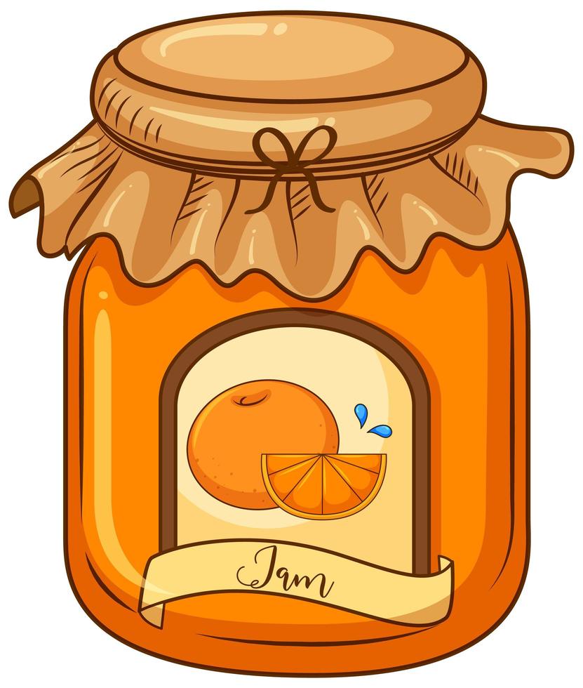 One jar of orange jam on white background vector