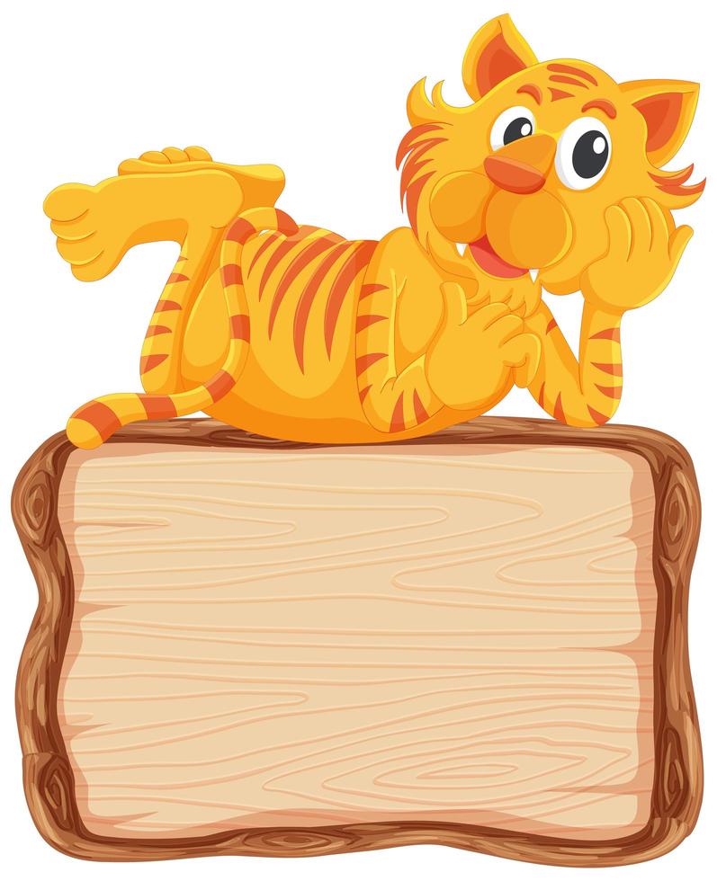 Board template with cute tiger on white background vector