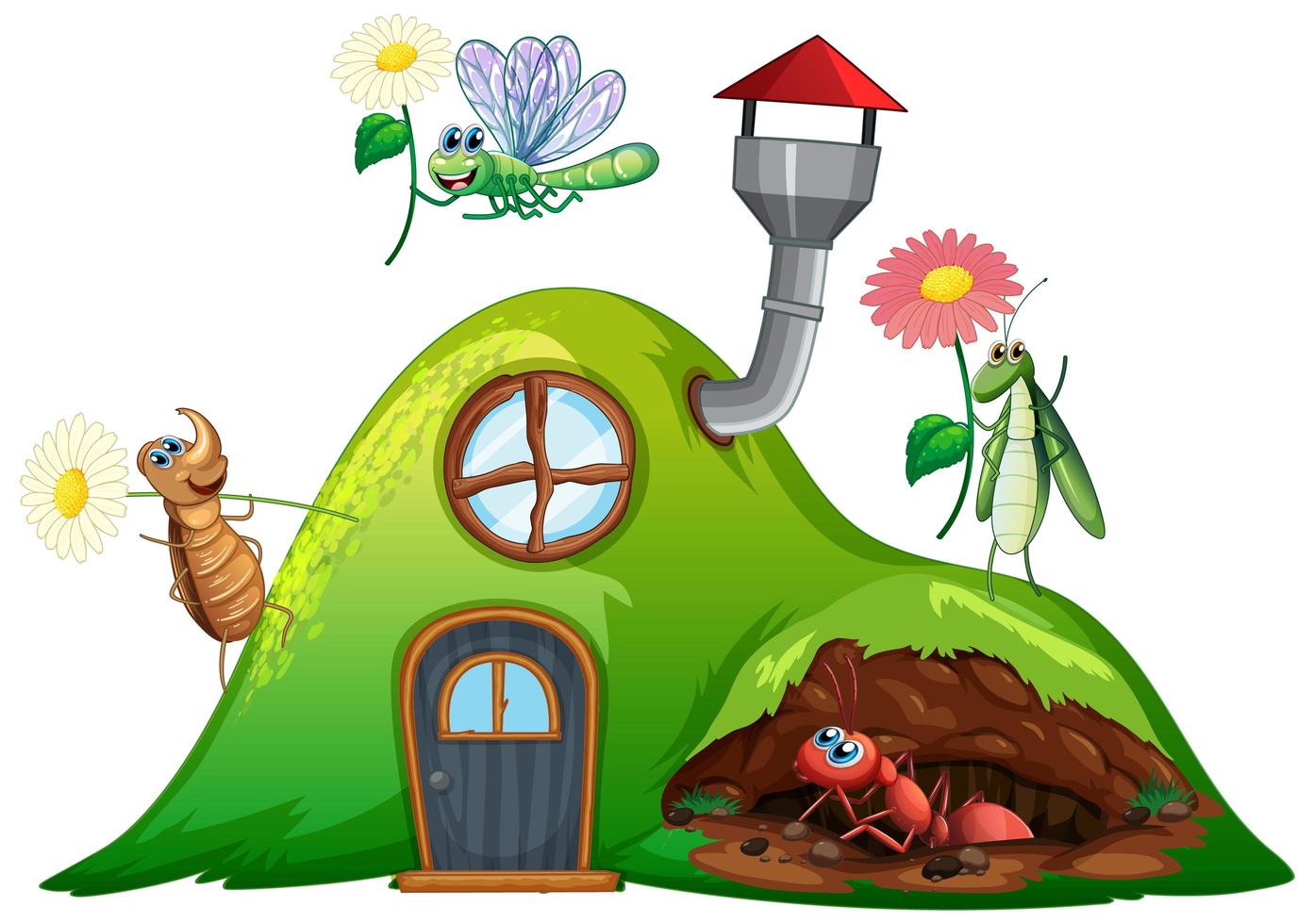 tema de jardinería con insectos en su hogar. vector