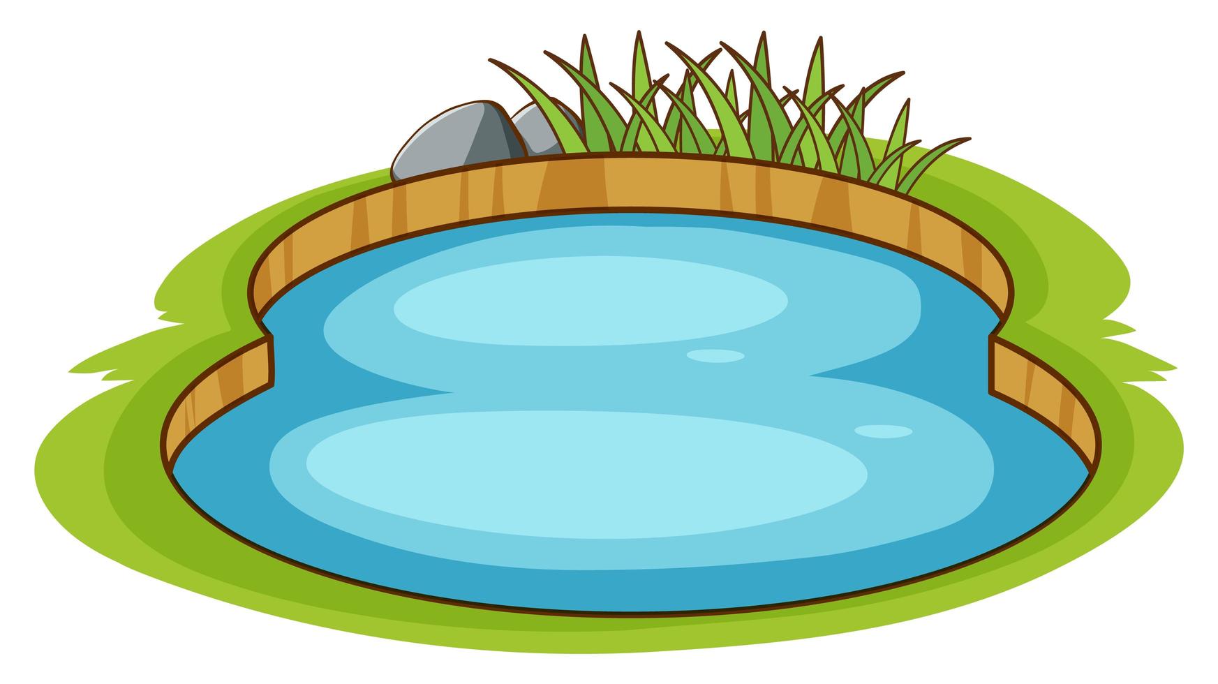 Small pool in the garden on white background vector