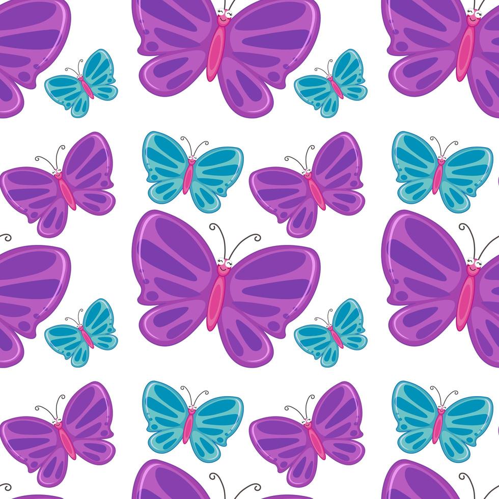 Seamless pattern tile cartoon with butteflies vector