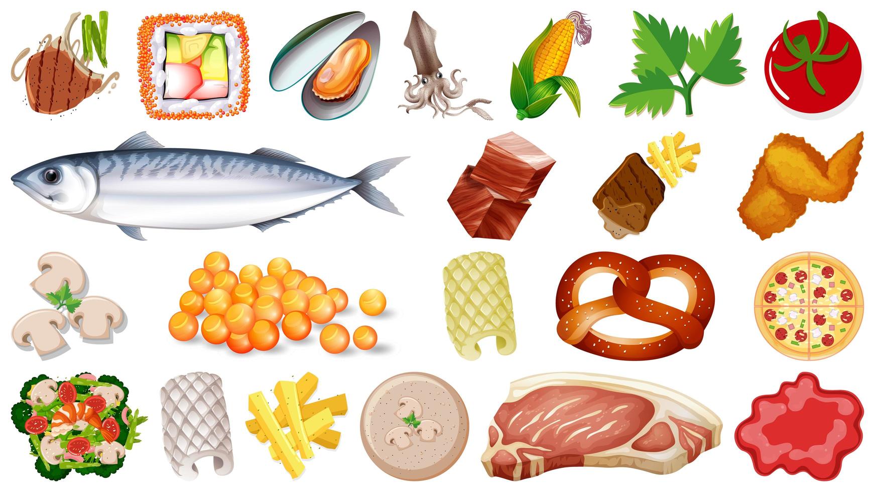 Set of fresh food ingredients vector