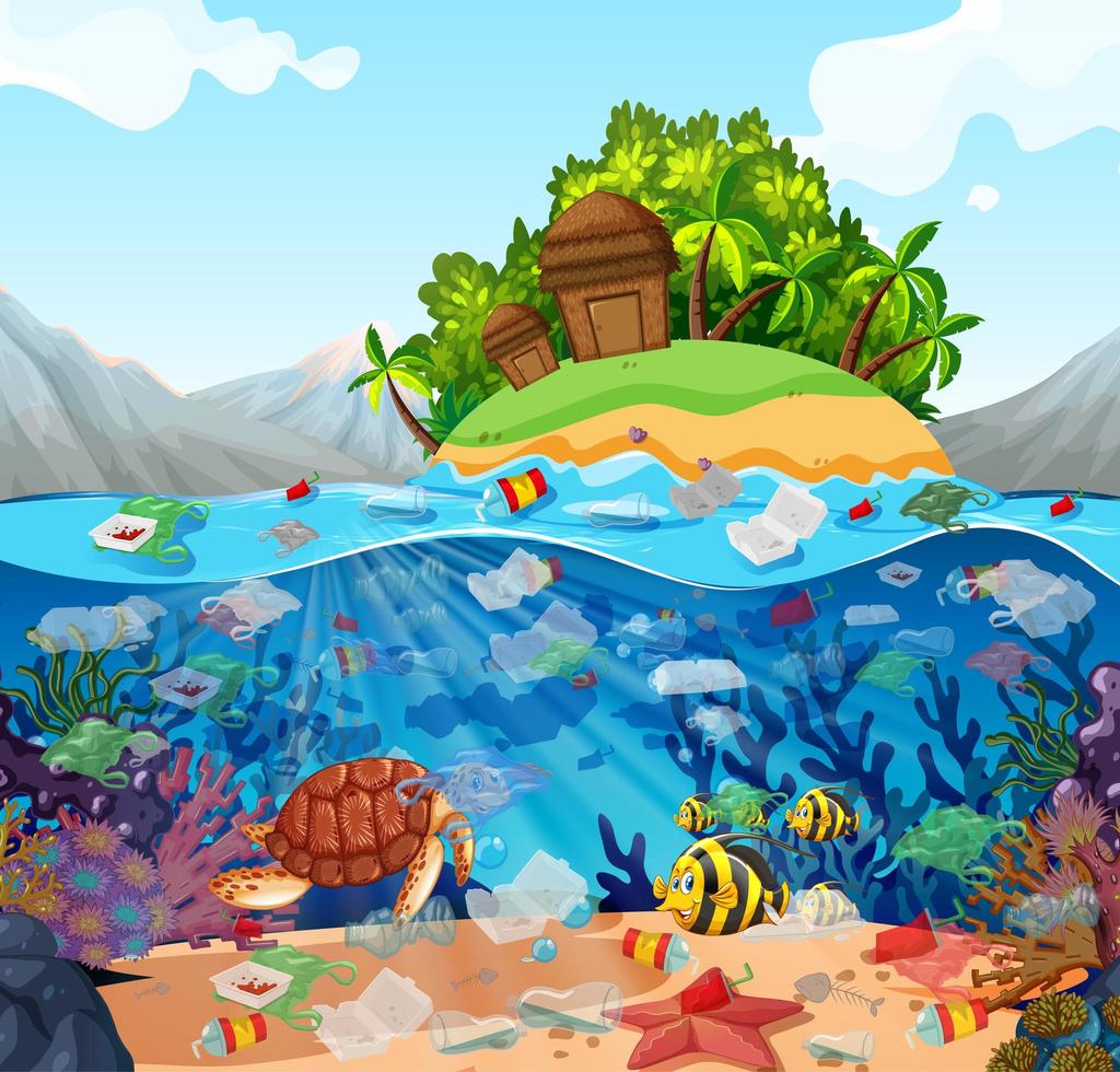 Cartoon Ocean Pollution - Pollution Ocean Cartoon Plastic Sea Oceans ...