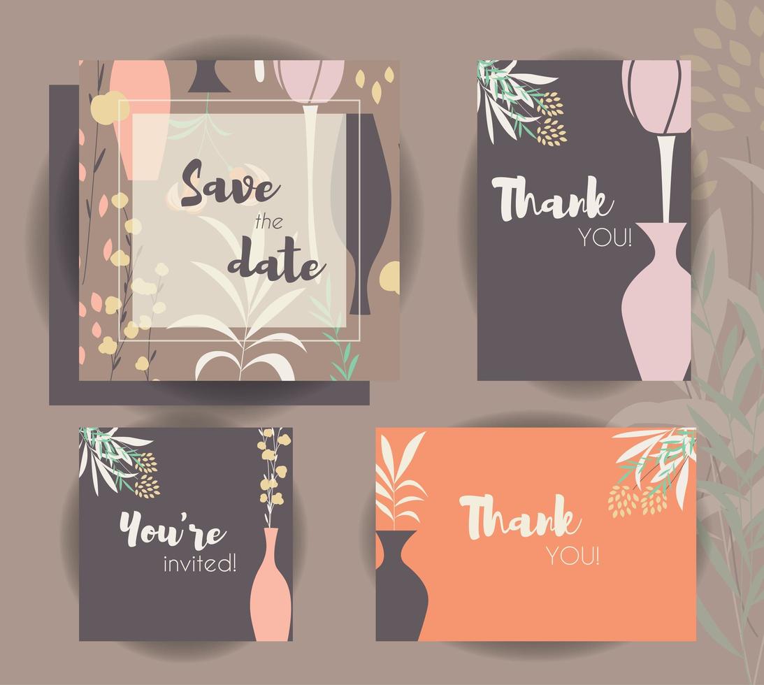 plantillas de tarjetas de invitación de boda vector