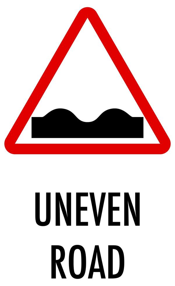 Uneven road sign on white background vector