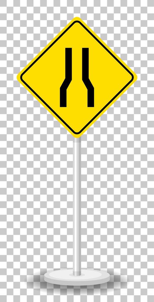 Yellow traffic warning sign on transparent background vector