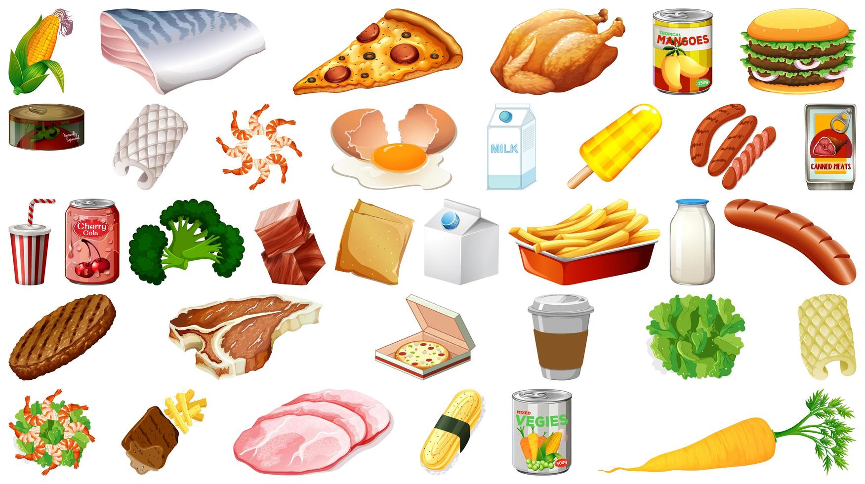 Set of food isolated vector