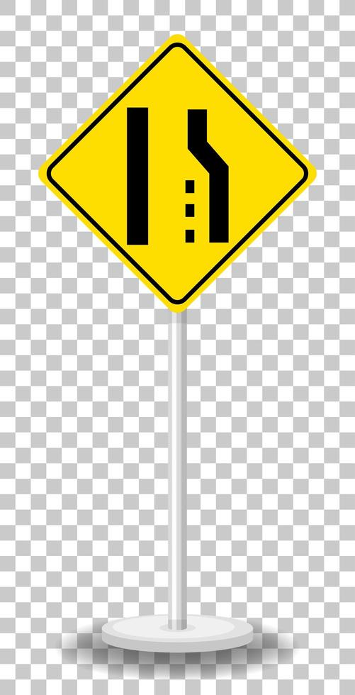 Yellow traffic warning sign on transparent background vector