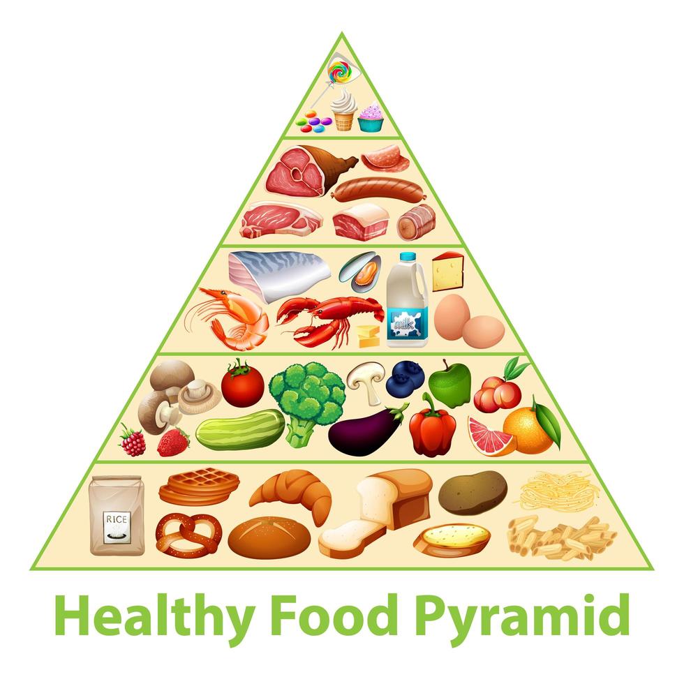 tabla de pirámide de alimentos saludables vector