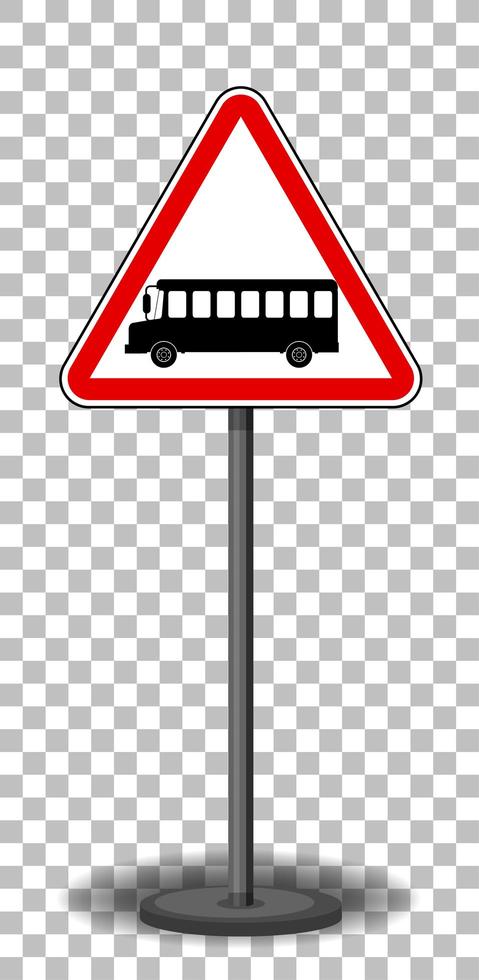 Bus sign with stand isolated on transparent background vector