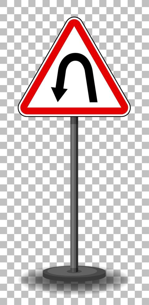 Left hair pin bend sign with stand isolated on transparent background vector
