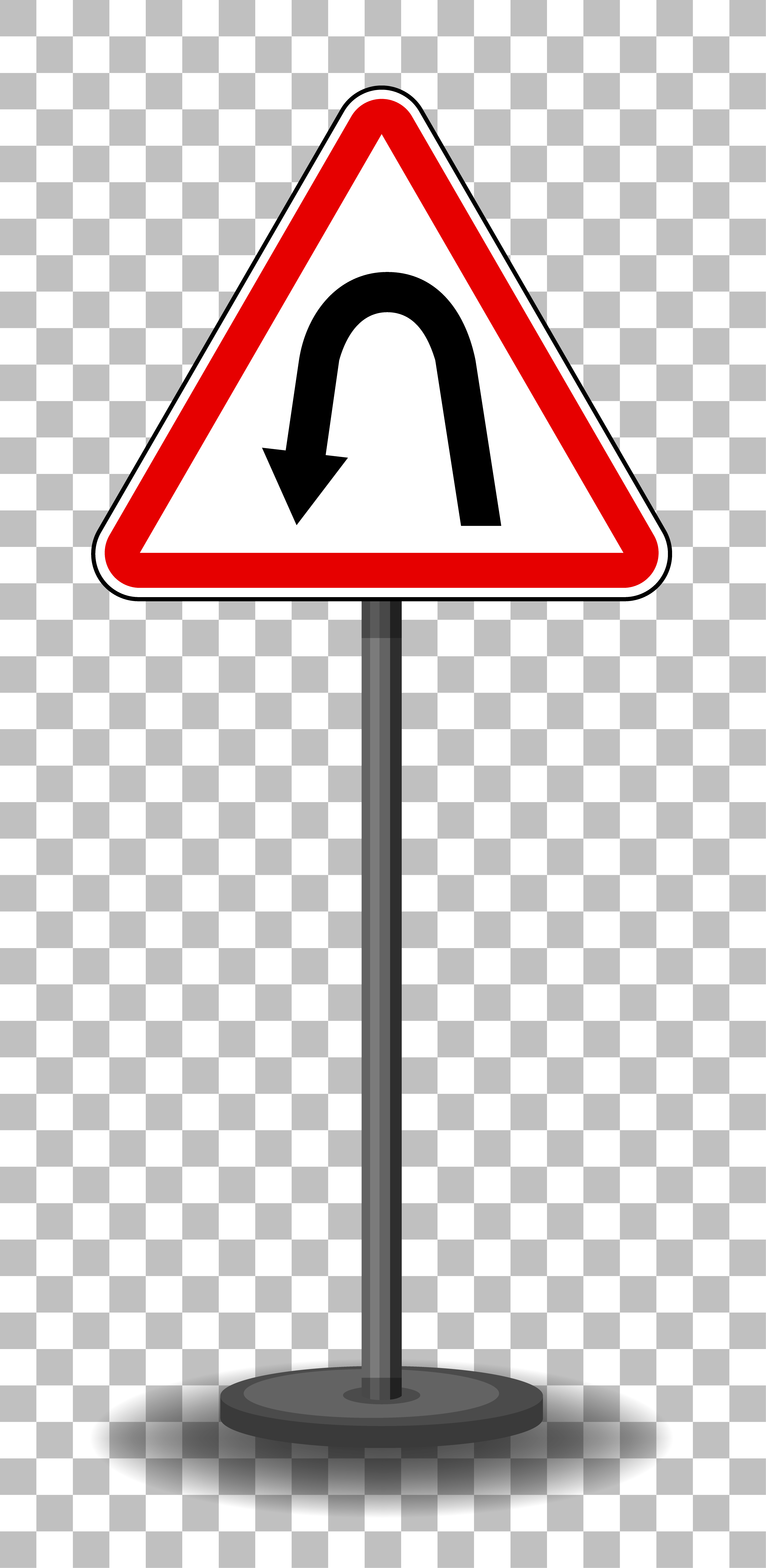 left-hair-pin-bend-sign-with-stand-isolated-on-transparent-background