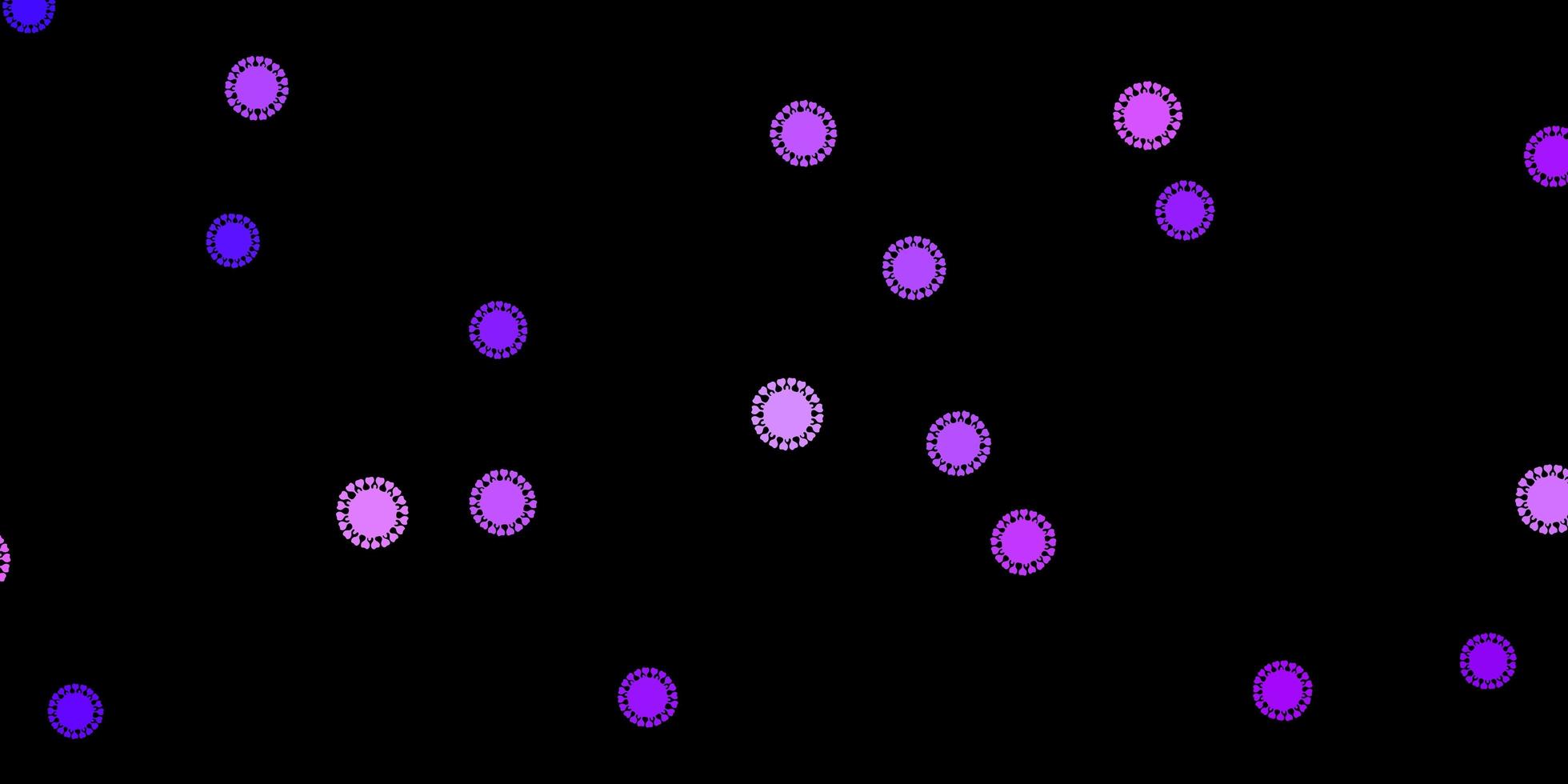 plantilla oscura con signos de gripe púrpura. vector