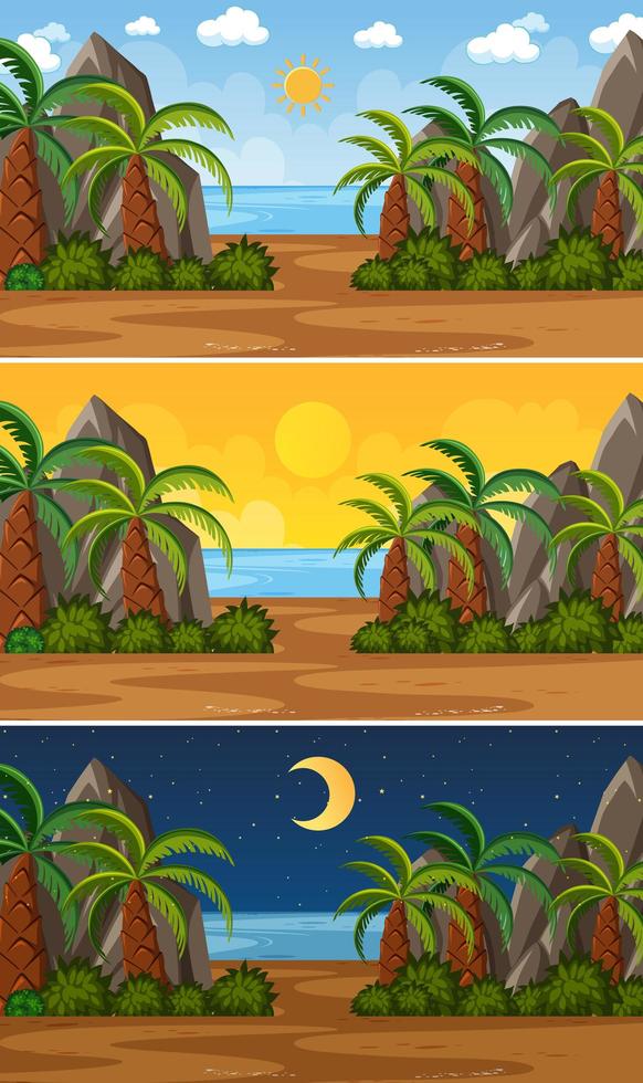 Nature ocean landscape scenes set vector