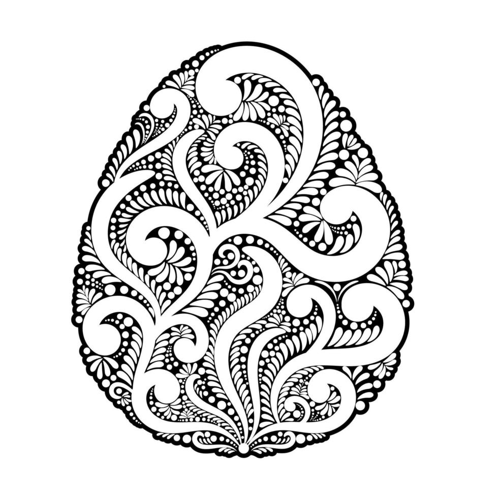 Easter egg made of swirls and floral elements vector