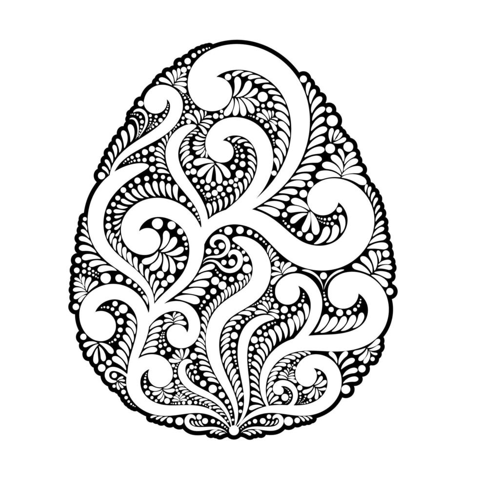 Easter egg made of swirls and floral elements vector