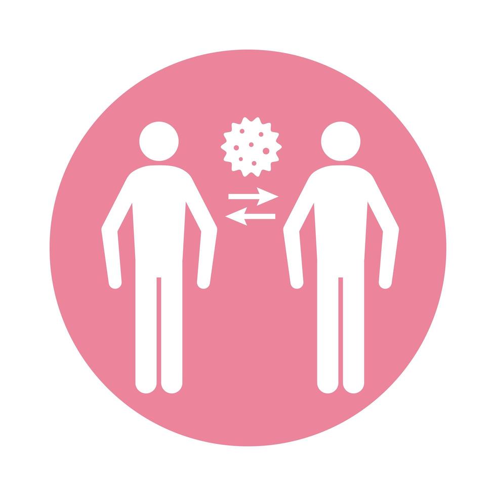 Persons infected with covid19 block silhouette style icon vector