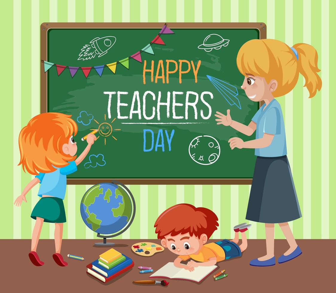 Happy Teacher's Day Text vector