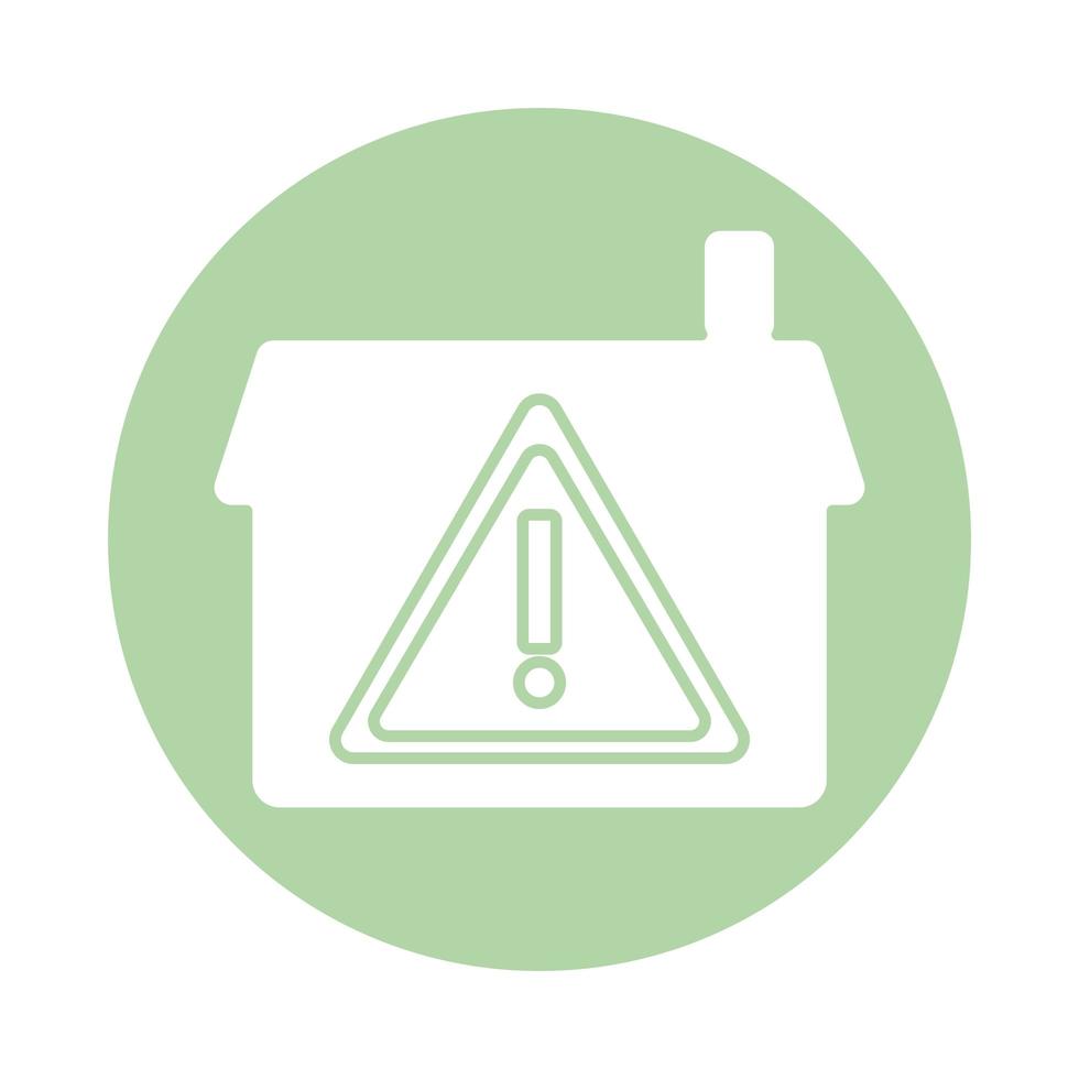 House with alert symbol block silhouette style icon vector