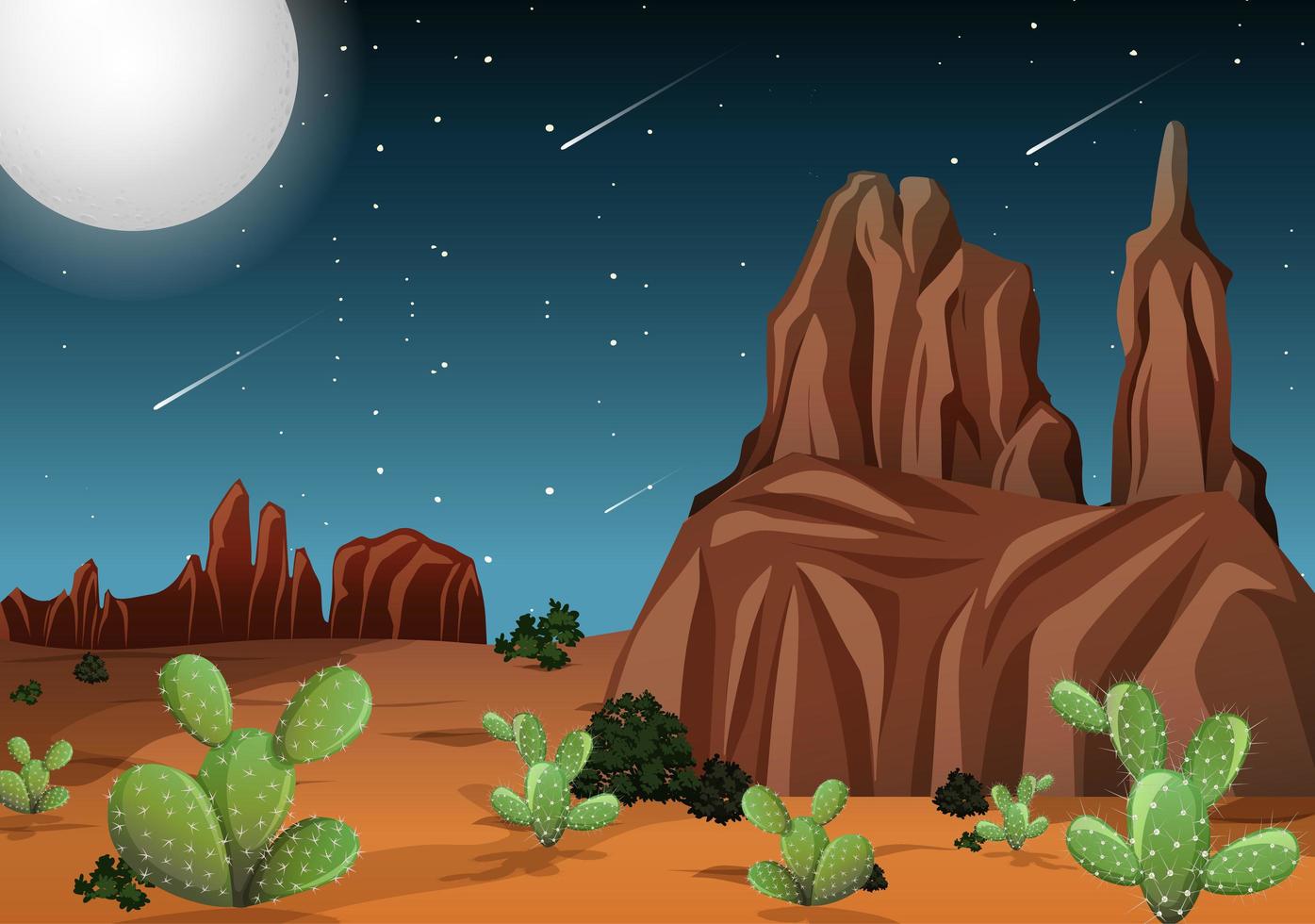 Desert with rock mountains and cactus vector