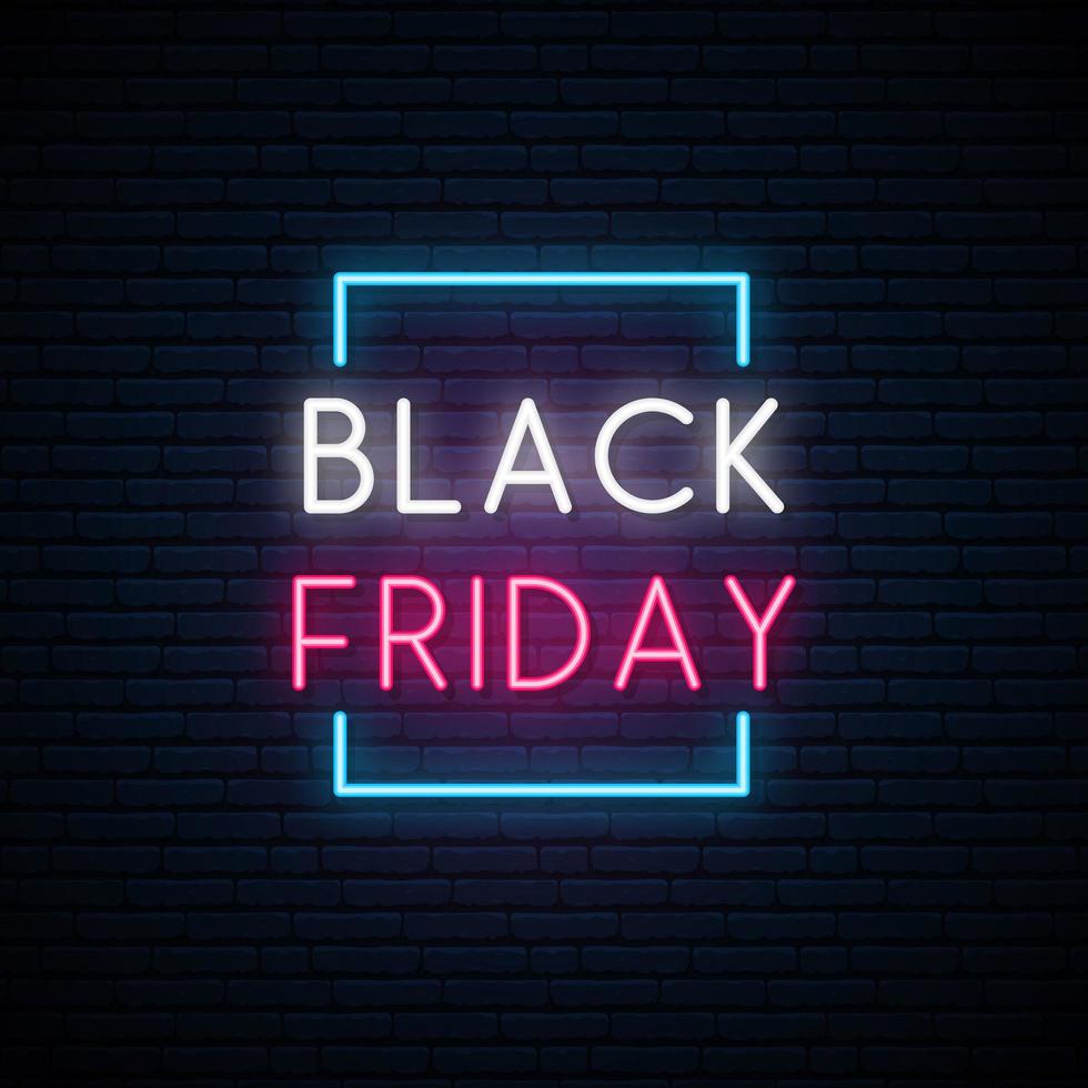 Black Friday neon signboard vector