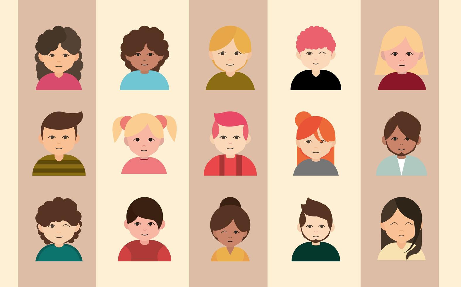 conjunto de iconos de avatar de personas diversas vector