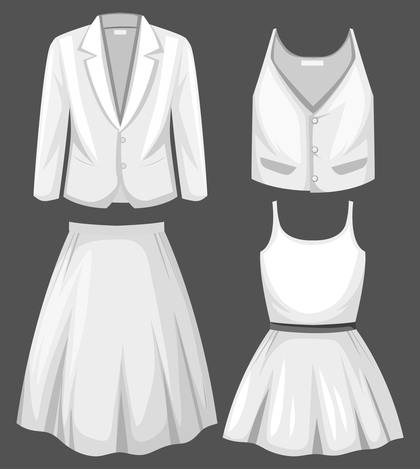Set of white clothing objects 1445973 Vector Art at Vecteezy
