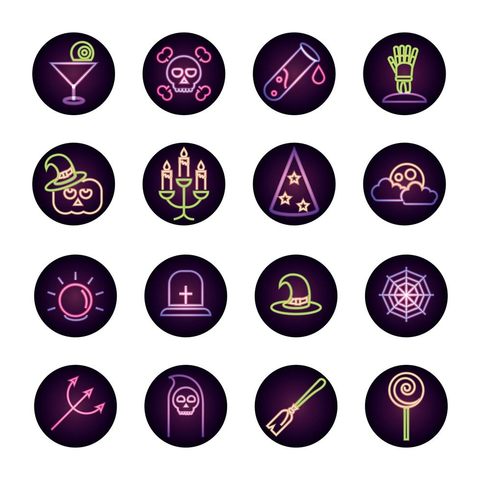 Halloween round icon collection vector