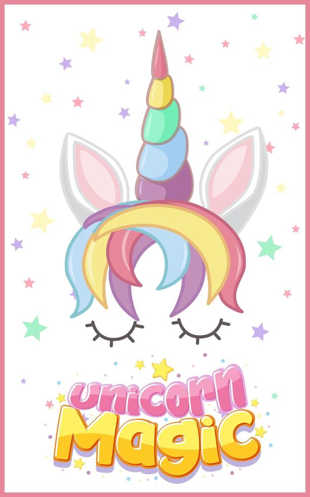 logotipo mágico de unicornio en color pastel vector