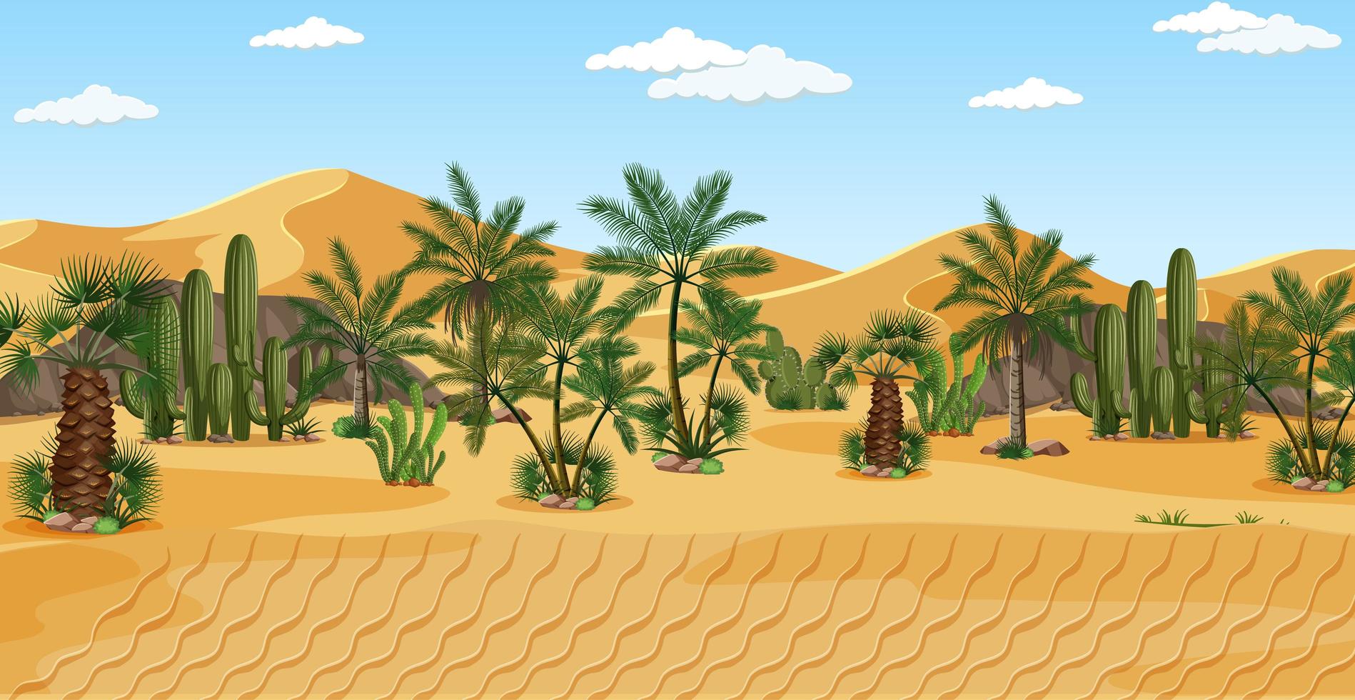 Desert with palm trees landscape vector