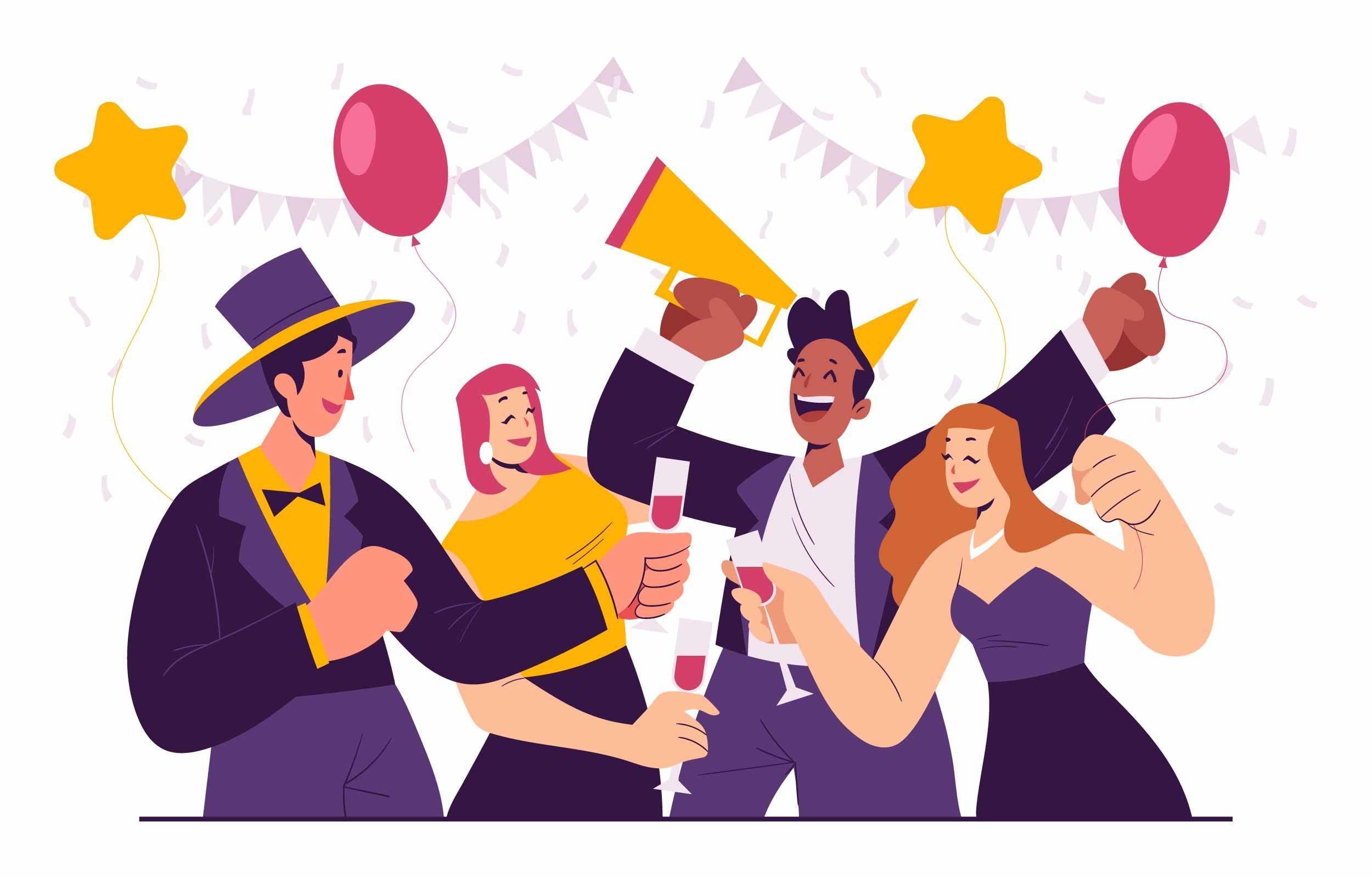 Fun New Year Party 1446013 Vector Art at Vecteezy