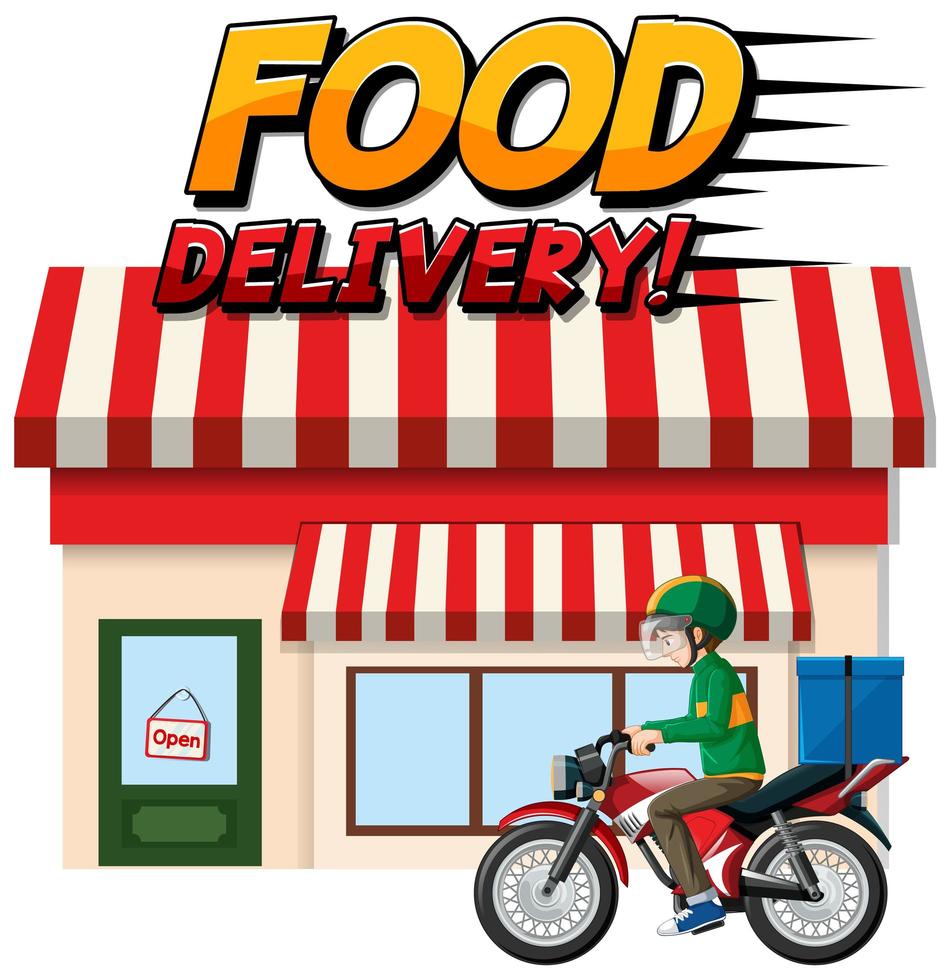 Food delivery logo with courier vector