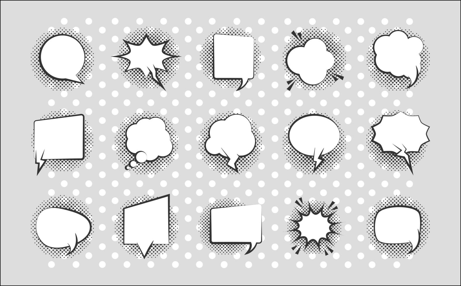 conjunto de iconos de burbujas de discurso de estilo pop-art vector