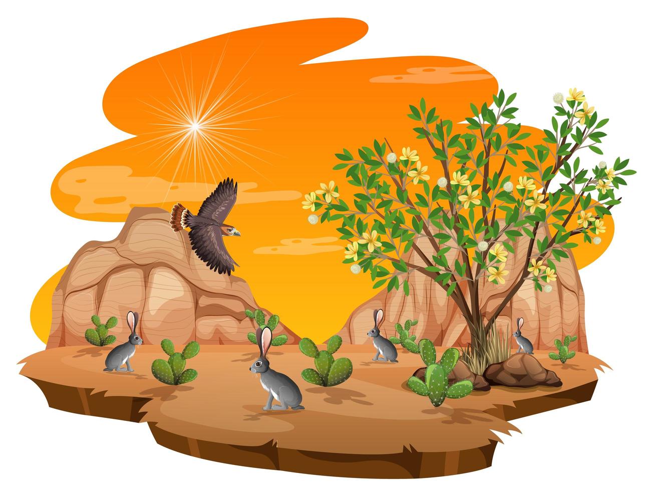 Creosote bush plant in wild desert vector