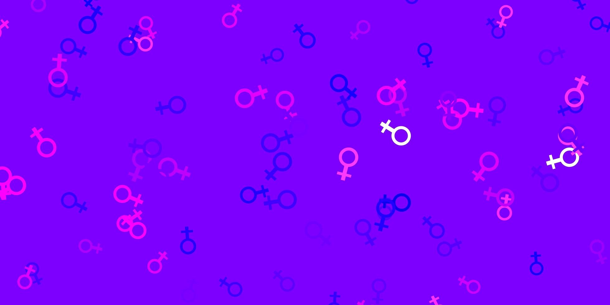 Purple and pink texture with women's rights symbols. vector