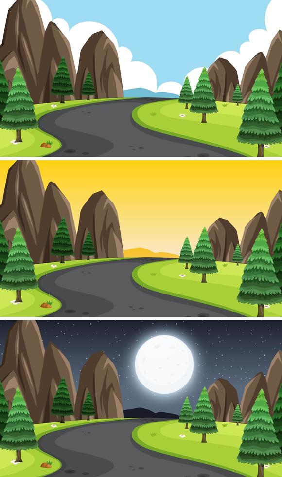 Nature landscape scene set vector