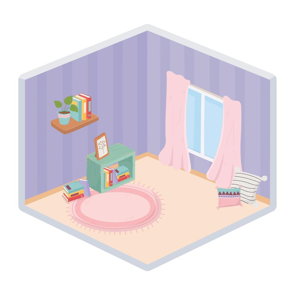 Sweet home interior, isometric corner composition vector