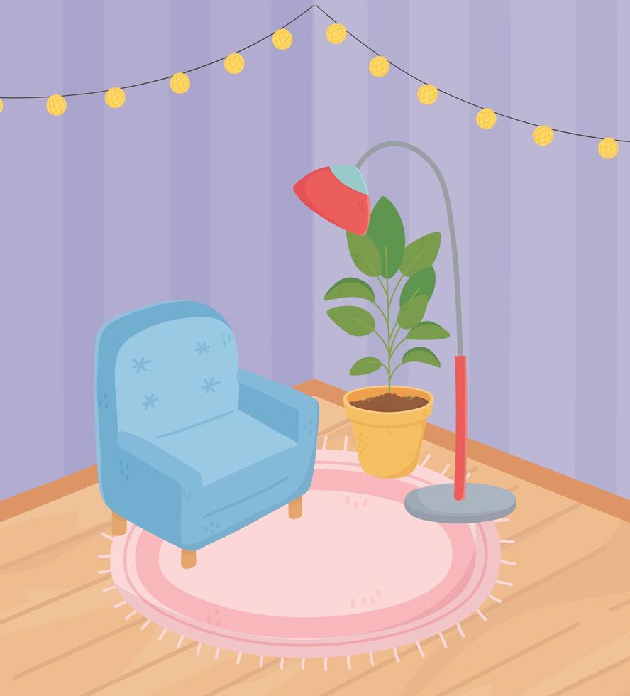 Sweet home interior, corner composition vector